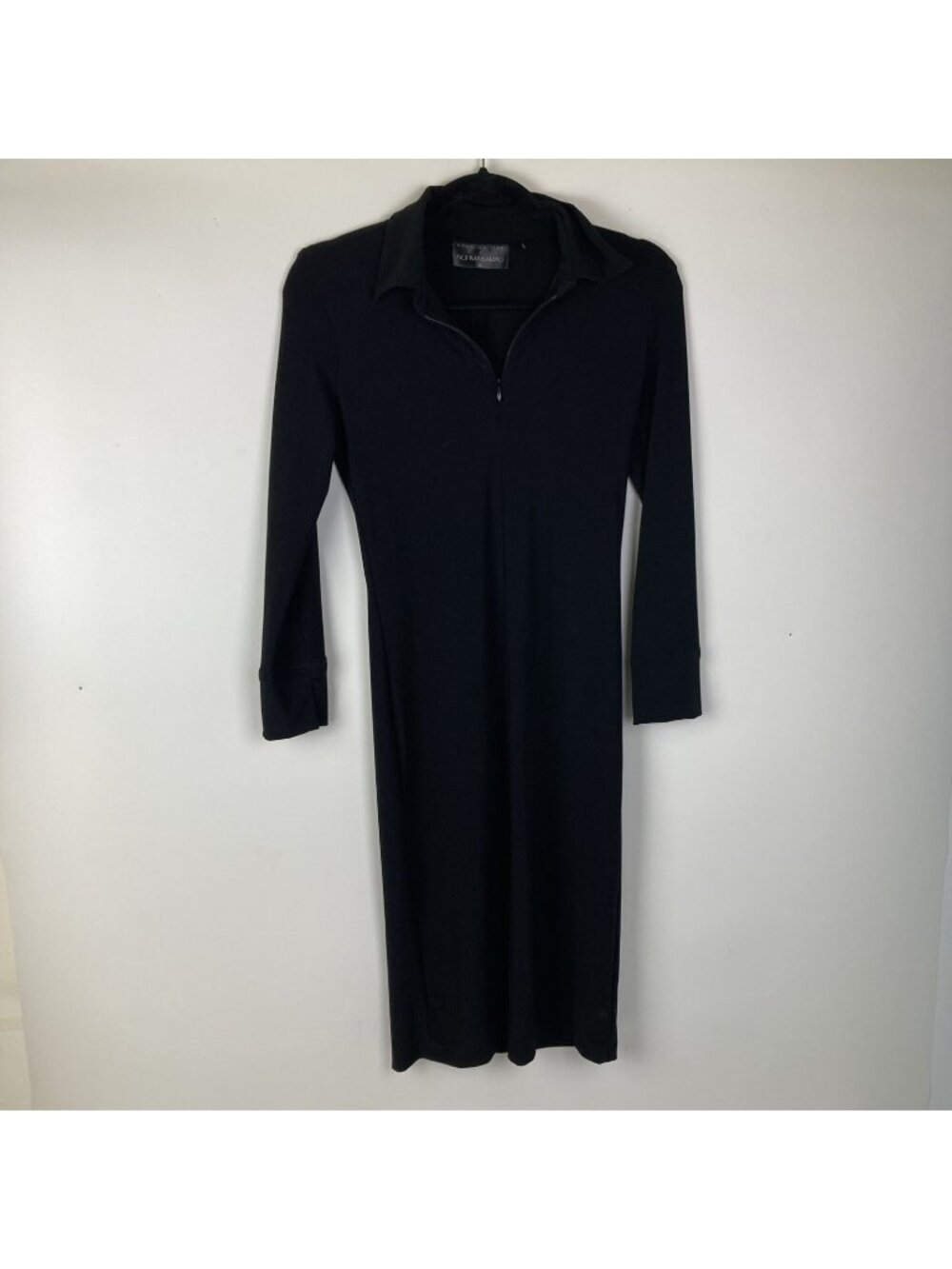 Kamalikulture x Norma Kamali Black Dress Size XS LBD Knit Long Sleeve Collared